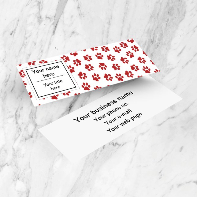 Pattern Of Paws, Dog Paws, Cat Paws, Red Paws Mini Business Card (Creator Uploaded)