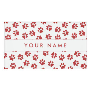 Pattern Of Paws, Dog Paws, Cat Paws, Red Paws Name Tag