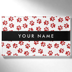 Pattern Of Paws, Dog Paws, Cat Paws, Red Paws Name Tag