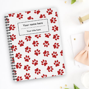 Pattern Of Paws, Dog Paws, Cat Paws, Red Paws Notebook