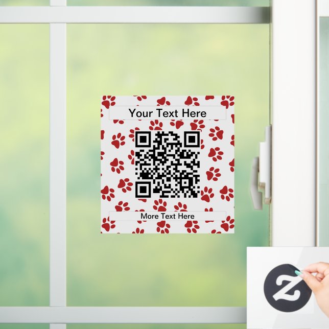 Pattern Of Paws, Dog Paws, Cat Paws, Red Paws Window Cling (Home)