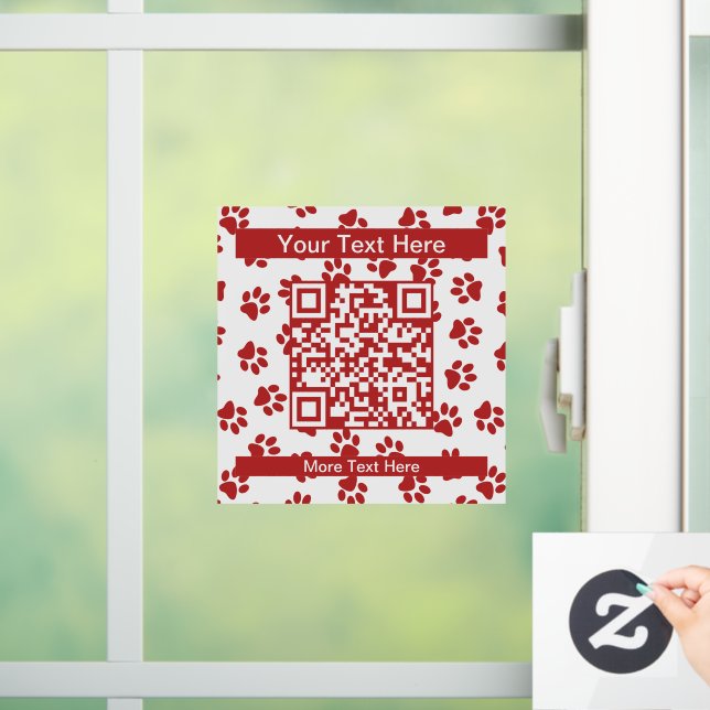 Pattern Of Paws, Dog Paws, Cat Paws, Red Paws Window Cling (Home)