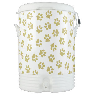 Pattern Of Paws, Dog Paws, Golden Paws Beverage Cooler