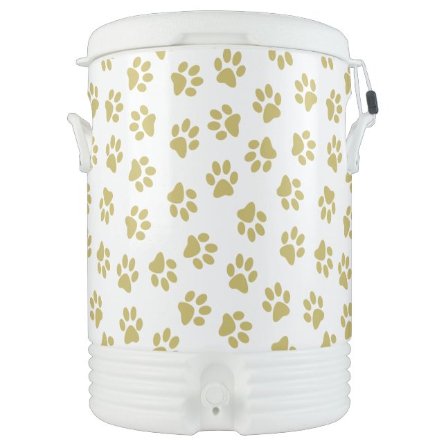 Pattern Of Paws, Dog Paws, Golden Paws Beverage Cooler (Front)