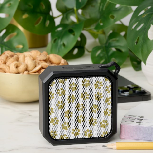 Pattern Of Paws, Dog Paws, Golden Paws Bluetooth Speaker (Insitu(Table))