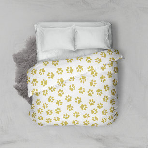 Pattern Of Paws, Dog Paws, Golden Paws Duvet Cover