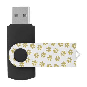 Pattern Of Paws, Dog Paws, Golden Paws Flash Drive