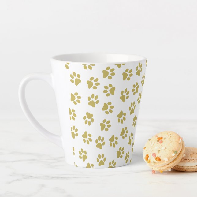 Pattern Of Paws, Dog Paws, Golden Paws Latte Mug (In Situ)