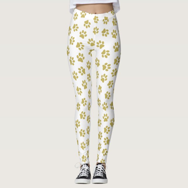 Pattern Of Paws, Dog Paws, Golden Paws Leggings (Front)