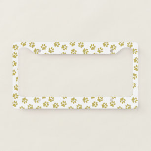 Pattern Of Paws, Dog Paws, Golden Paws License Plate Frame