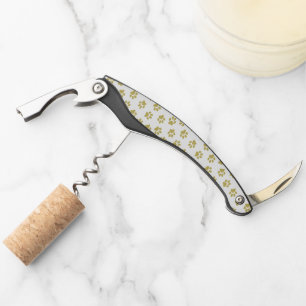 Pattern Of Paws, Dog Paws, Golden Paws Waiter's Corkscrew