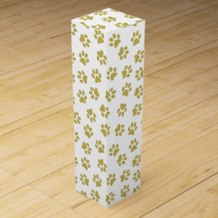 Pattern Of Paws, Dog Paws, Golden Paws Wine Box