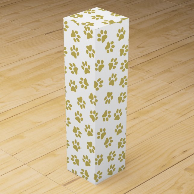 Pattern Of Paws, Dog Paws, Golden Paws Wine Box (Front)