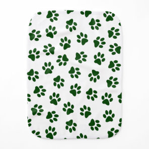 Pattern Of Paws, Dog Paws, Green Paws Baby Burp Cloth