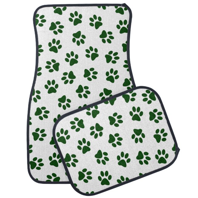 Pattern Of Paws, Dog Paws, Green Paws Car Floor Mat (Set)