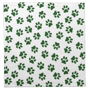 Pattern Of Paws, Dog Paws, Green Paws Cloth Napkin