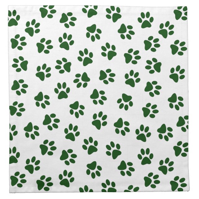 Pattern Of Paws, Dog Paws, Green Paws Cloth Napkin (Front)