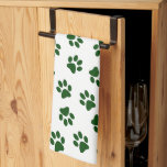 Pattern Of Paws, Dog Paws, Green Paws Kitchen Towel<br><div class="desc">Cute, fun and adorable pattern with green paws on white background. Modern and trendy gift, perfect for the dog lover in your life.</div>