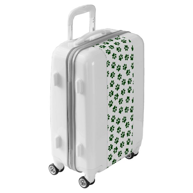 Pattern Of Paws, Dog Paws, Green Paws Luggage (Rotated Left)