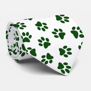 Pattern Of Paws, Dog Paws, Green Paws Neck Tie