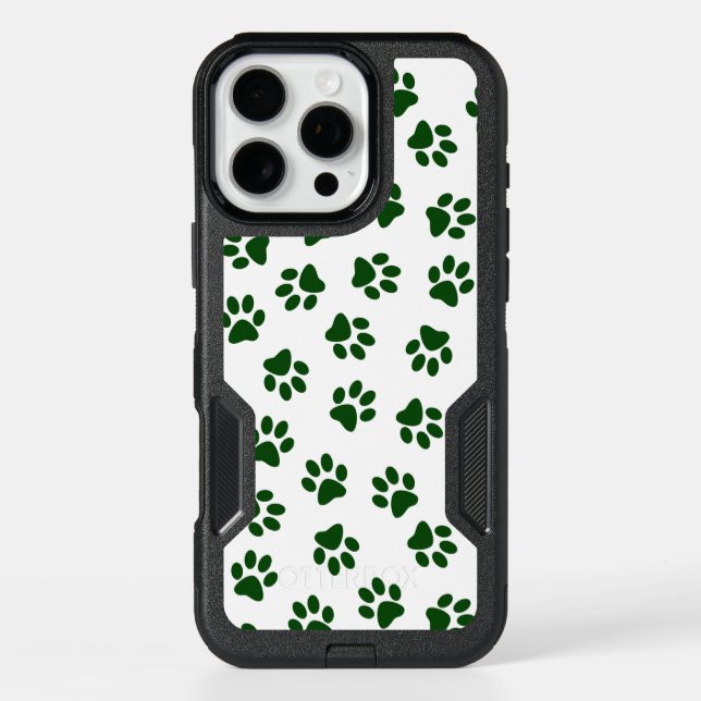 Pattern Of Paws, Dog Paws, Green Paws Otterbox iPhone Case (Back)
