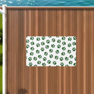 Pattern Of Paws, Dog Paws, Green Paws Outdoor Rug