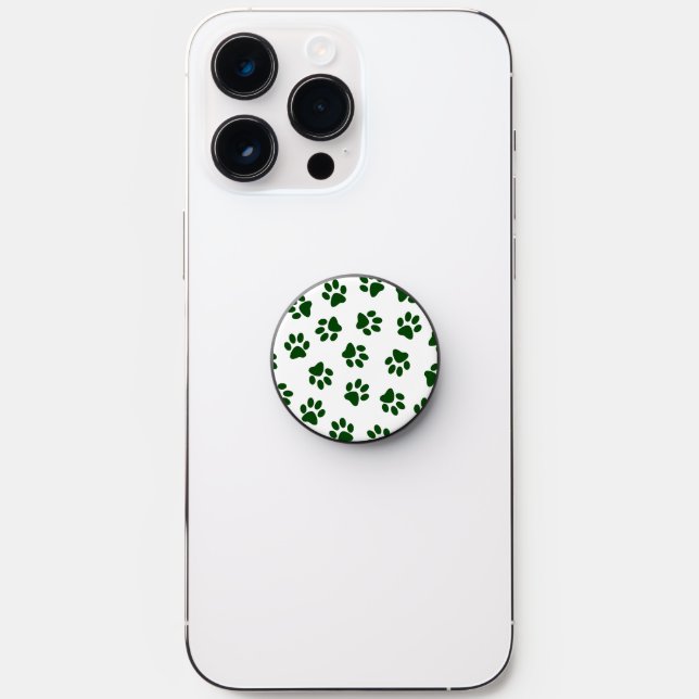 Pattern Of Paws, Dog Paws, Green Paws PopSocket (Front)