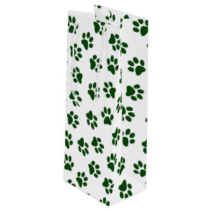 Pattern Of Paws, Dog Paws, Green Paws Wine Gift Bag