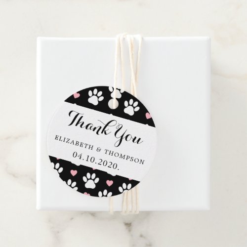 Pattern Of Paws Dog Paws Hearts Wedding Favor Tags