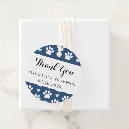 Pattern Of Paws Dog Paws Hearts Wedding Favor Tags