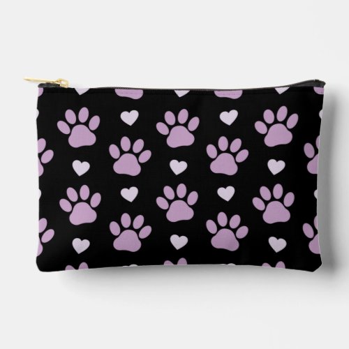 Pattern Of Paws Dog Paws Lilac Paws Hearts Accessory Pouch