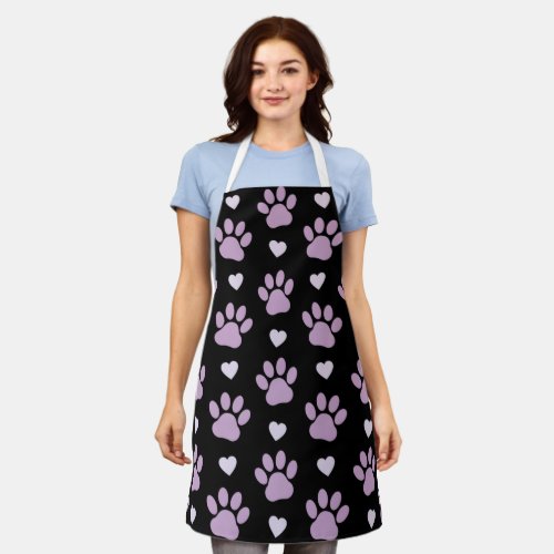 Pattern Of Paws Dog Paws Lilac Paws Hearts Apron