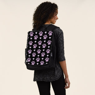 Pattern Of Paws, Dog Paws, Lilac Paws, Hearts Backpack