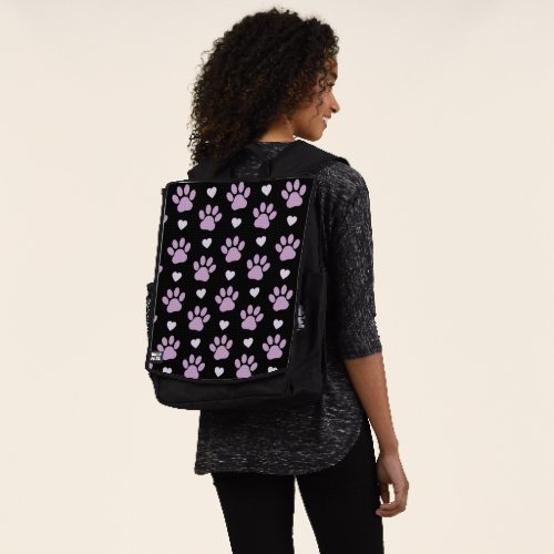Pattern Of Paws Dog Paws Lilac Paws Hearts Backpack