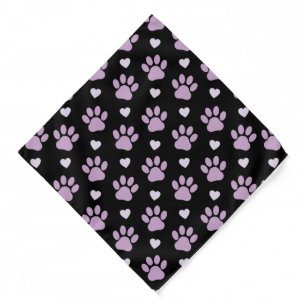 Pattern Of Paws, Dog Paws, Lilac Paws, Hearts Bandana