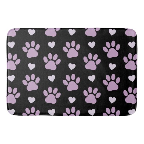 Pattern Of Paws Dog Paws Lilac Paws Hearts Bath Mat