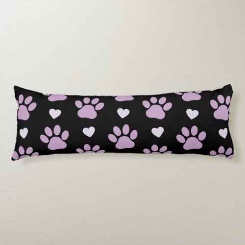 Pattern Of Paws Dog Paws Lilac Paws Hearts Body Pillow