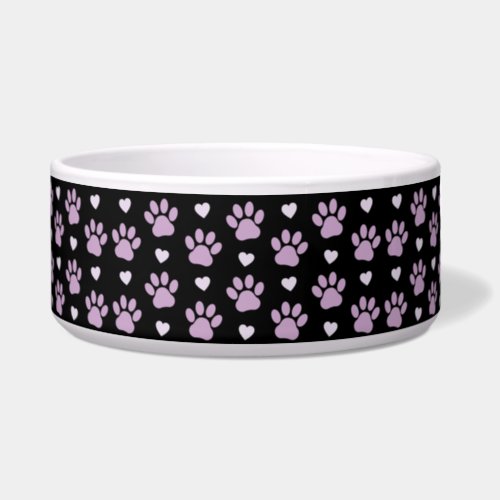 Pattern Of Paws Dog Paws Lilac Paws Hearts Bowl