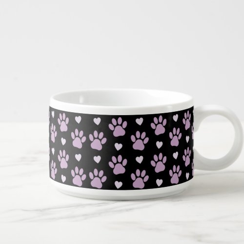 Pattern Of Paws Dog Paws Lilac Paws Hearts Bowl