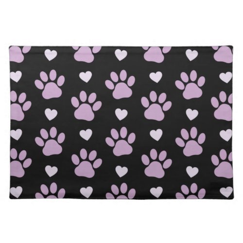 Pattern Of Paws Dog Paws Lilac Paws Hearts Cloth Placemat