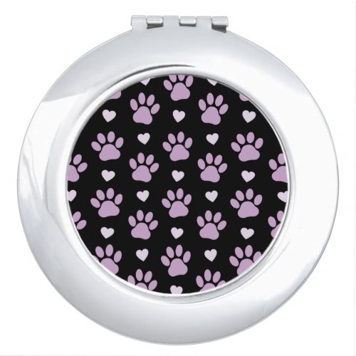 Pattern Of Paws Dog Paws Lilac Paws Hearts Compact Mirror