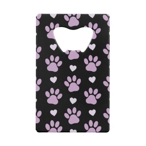 Pattern Of Paws Dog Paws Lilac Paws Hearts Credit Card Bottle Opener
