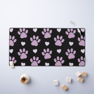 Pattern Of Paws, Dog Paws, Lilac Paws, Hearts Desk Mat