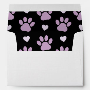 Pattern Of Paws, Dog Paws, Lilac Paws, Hearts Envelope