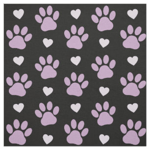 Pattern Of Paws, Dog Paws, Lilac Paws, Hearts Fabric