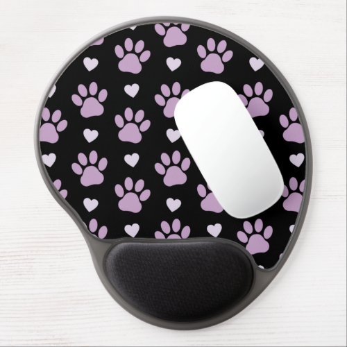 Pattern Of Paws Dog Paws Lilac Paws Hearts Gel Mouse Pad