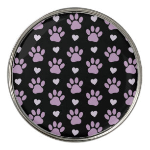 Pattern Of Paws, Dog Paws, Lilac Paws, Hearts Golf Ball Marker