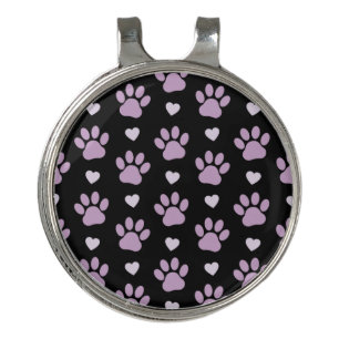 Pattern Of Paws, Dog Paws, Lilac Paws, Hearts Golf Hat Clip