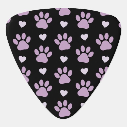 Pattern Of Paws Dog Paws Lilac Paws Hearts Guitar Pick