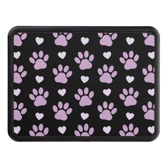 Pattern Of Paws, Dog Paws, Lilac Paws, Hearts Hitch Cover (Front)